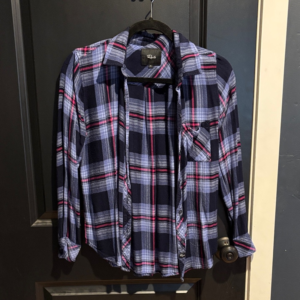 Rails Women's Plaid Button Down Shirt in Navy and Pink